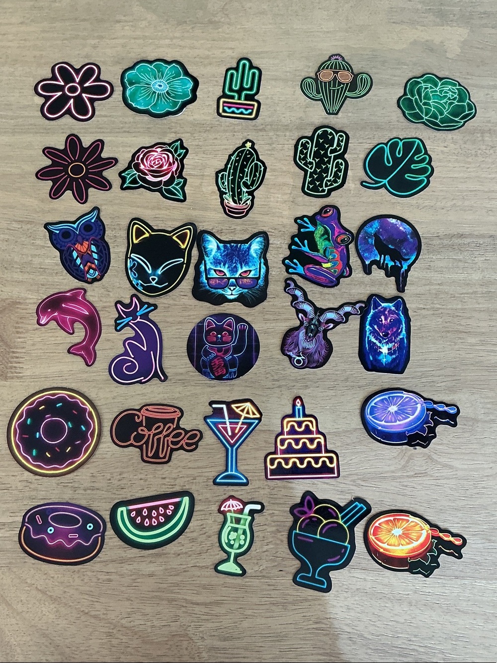 Neon Sticker Pack - Plants, Animals & Food Icons